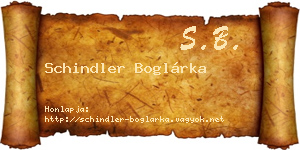 Schindler Boglárka névjegykártya
